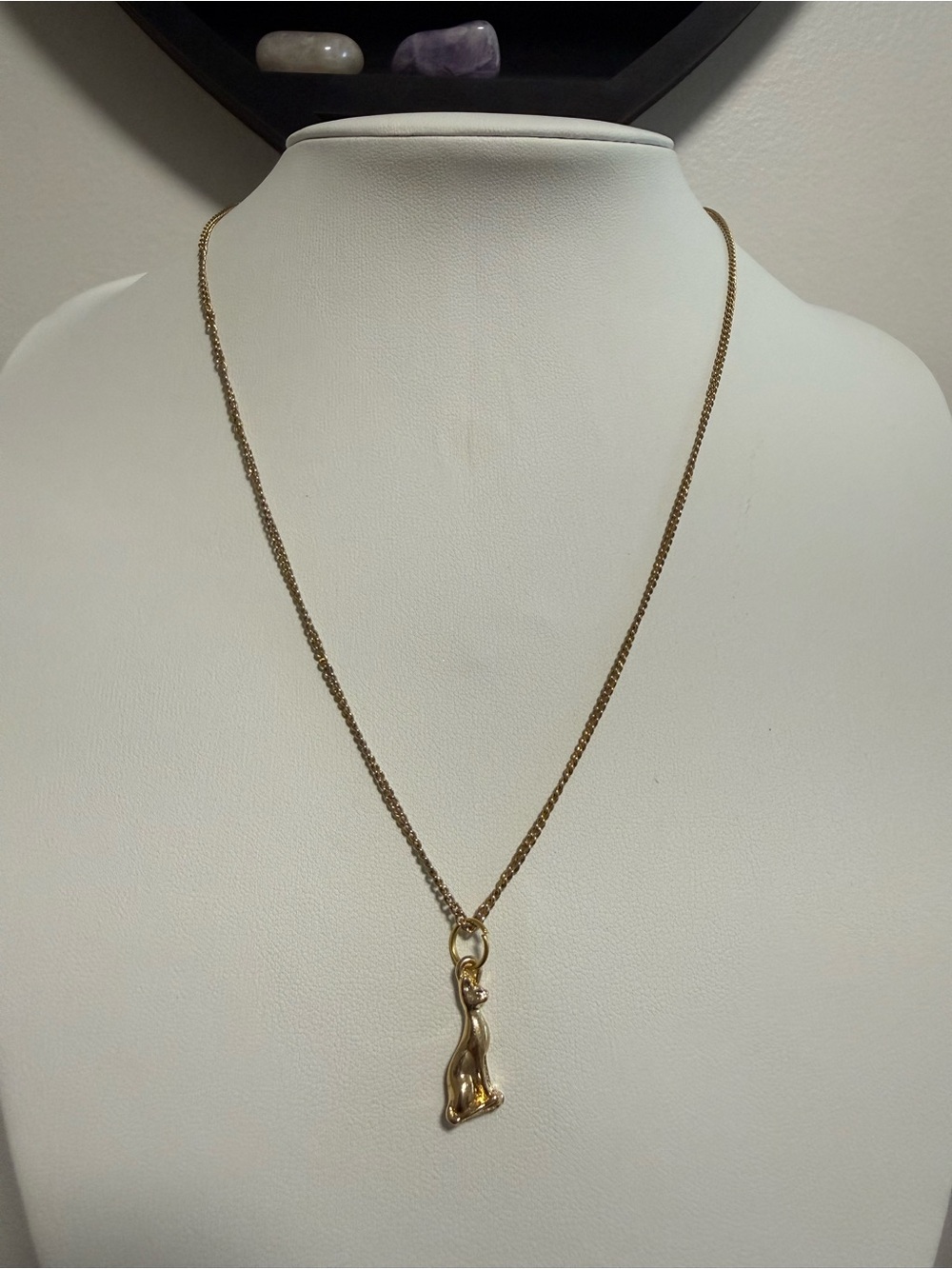 Gold-tone Cat Pendant Necklace